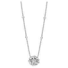 Bloom Gold and Diamond Flower Halo Necklace in 18k White Gold