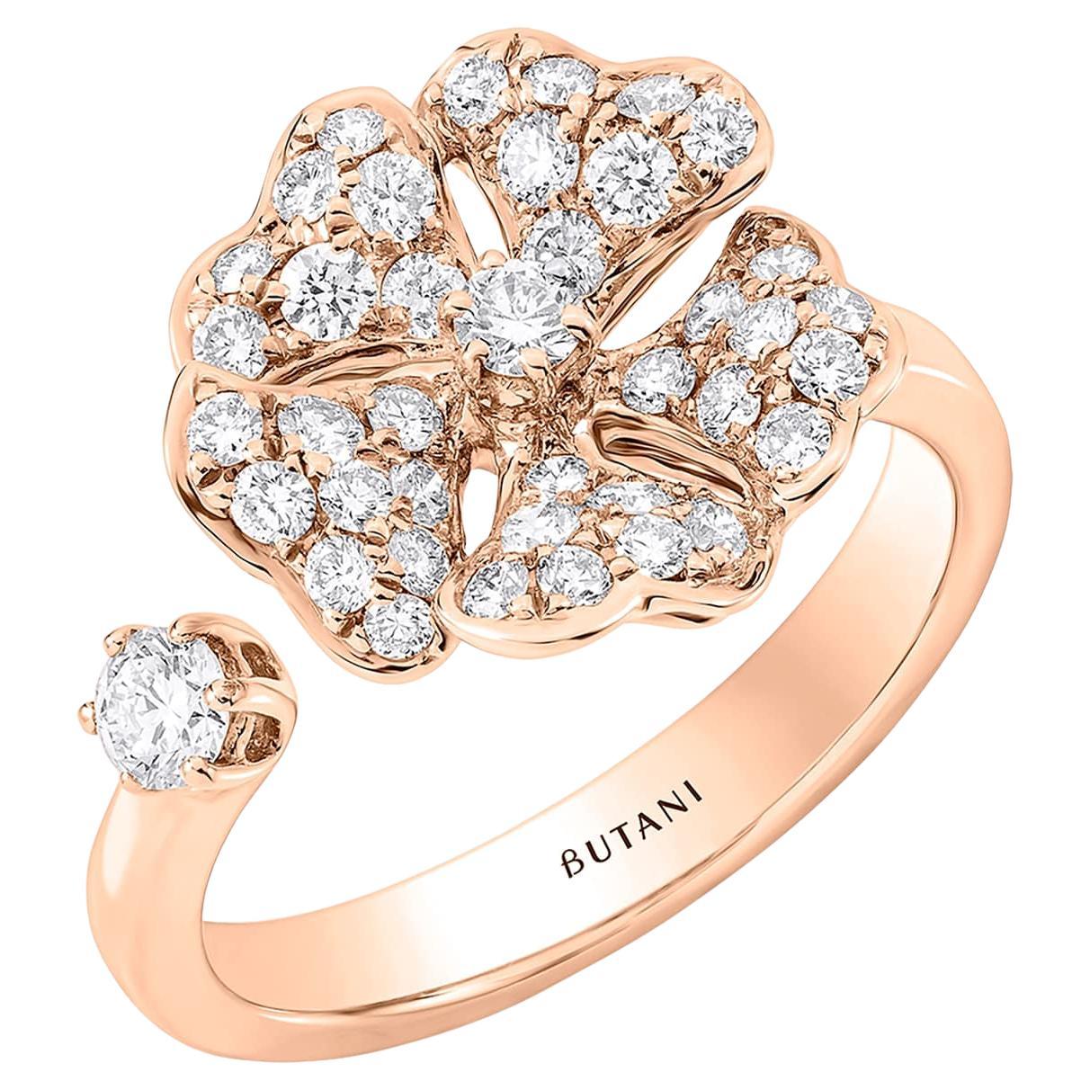 Bloom Gold and Pavé Diamond Open Ring in 18k Rose Gold