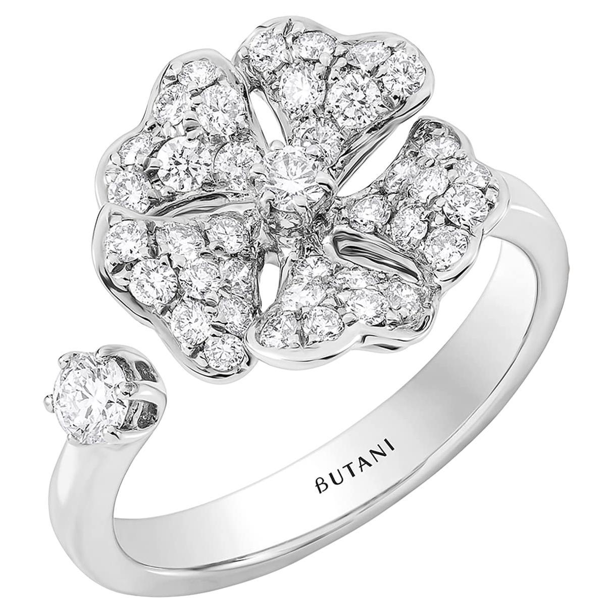 Bloom Gold and Pave Diamond Open Ring in 18k White Gold