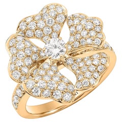 Bloom Gold and Pave Diamond Ring in 18k Yellow Gold