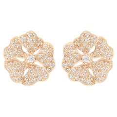 Bloom Gold and Pave Diamond Small Stud Earrings in 18k Rose Gold