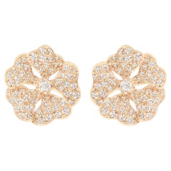 Boucles d'oreilles Bloom en or rose 18 carats avec petits diamants pavés