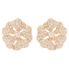 Boucles d'oreilles Bloom en or rose 18 carats avec petits diamants pavés