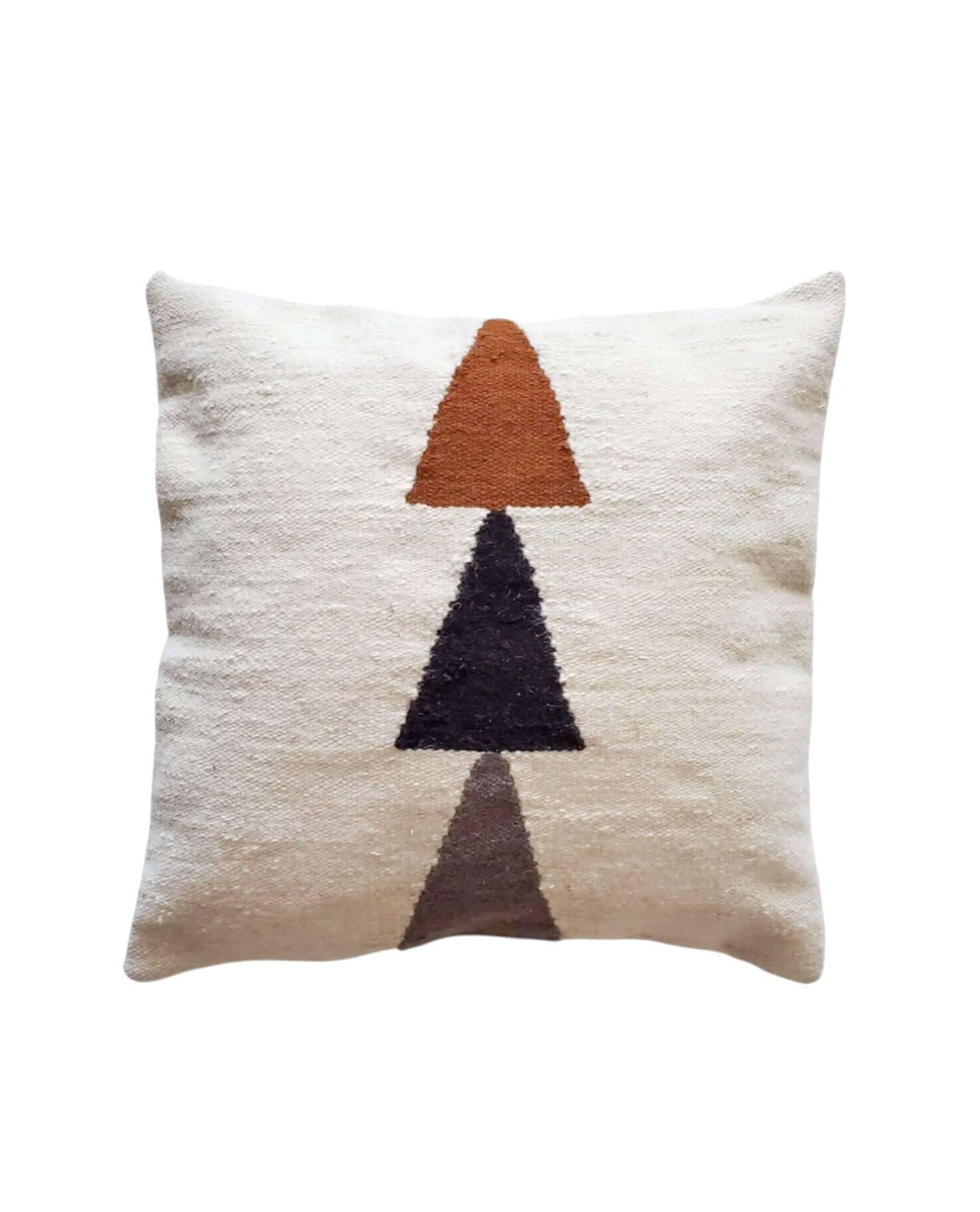 Scandinavian Modern Bloom Handwoven Wool Decorative Throw Pillow Cover For Sale