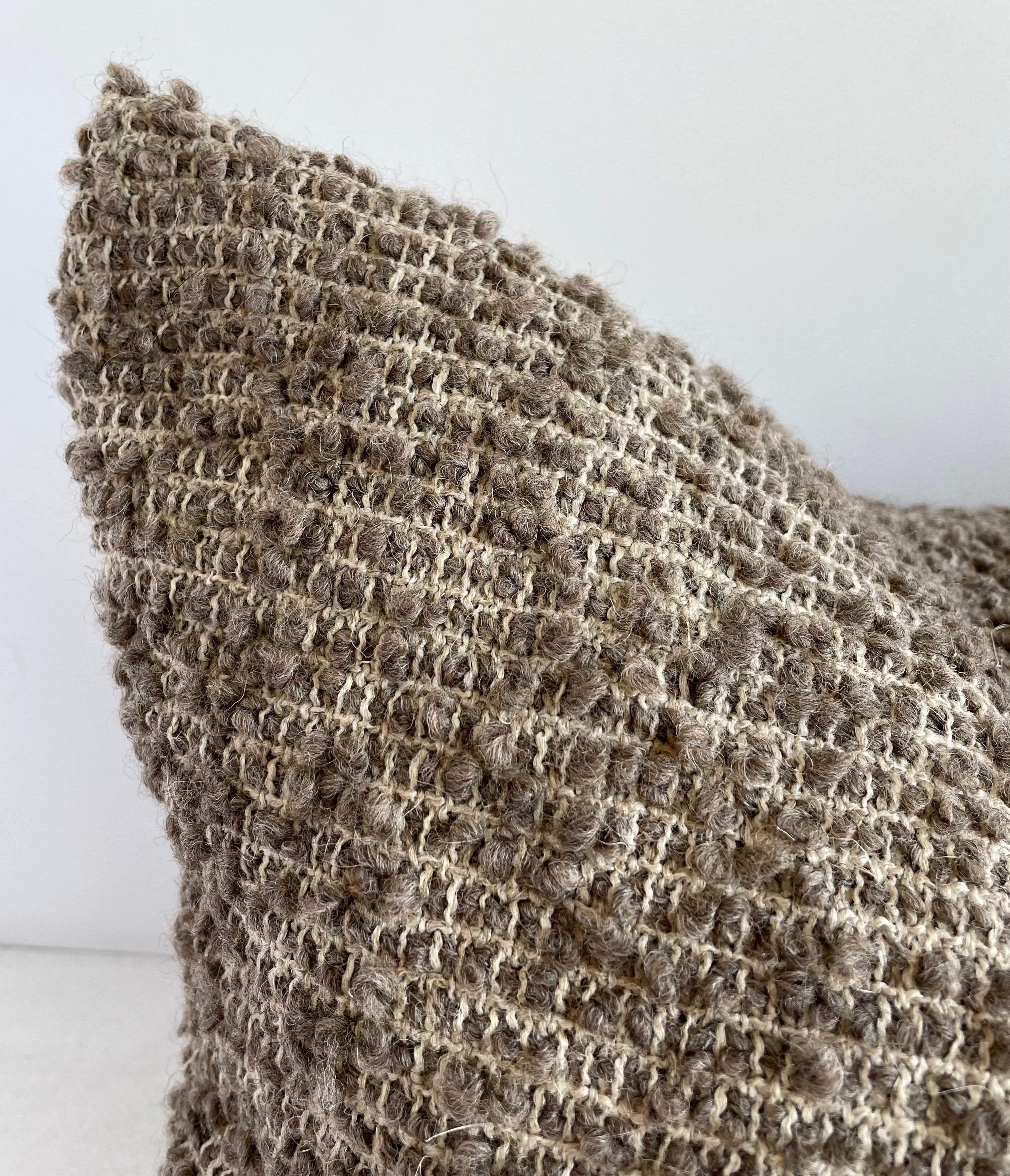 Woven in Belgium using traditional weaving techniques, Bloom Home Inc Buble is made with a Belgian linen warp and alternating Belgian linen/Alpaca wool weft. The boucle Alpaca weft creates a stunning texture that contrast beautifully with the