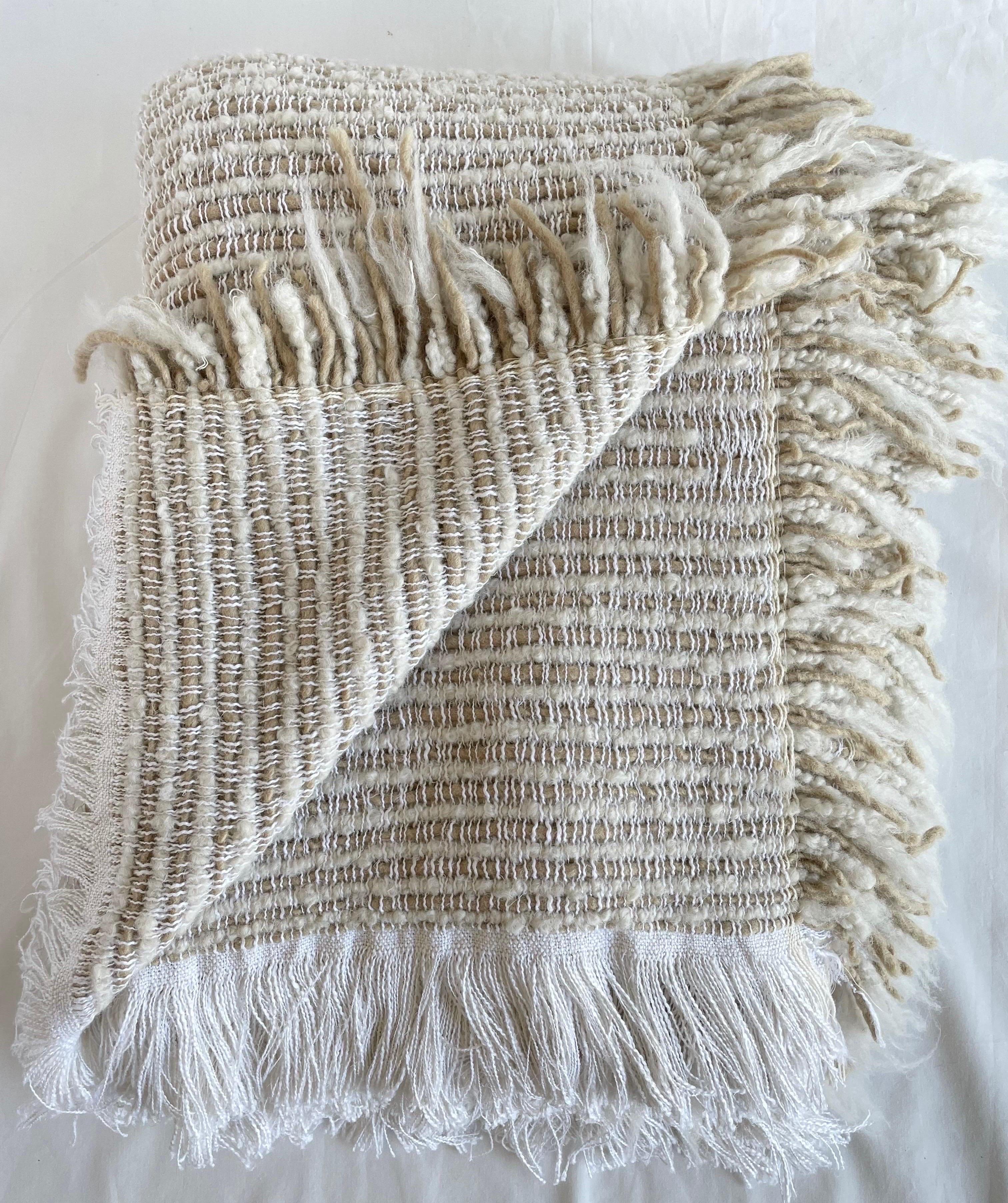 Contemporary Bloom Home Inc Belgian Linen and Wool Throw For Sale