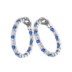 Bloom Hoop Earrings with Diamonds and Blue Sapphires