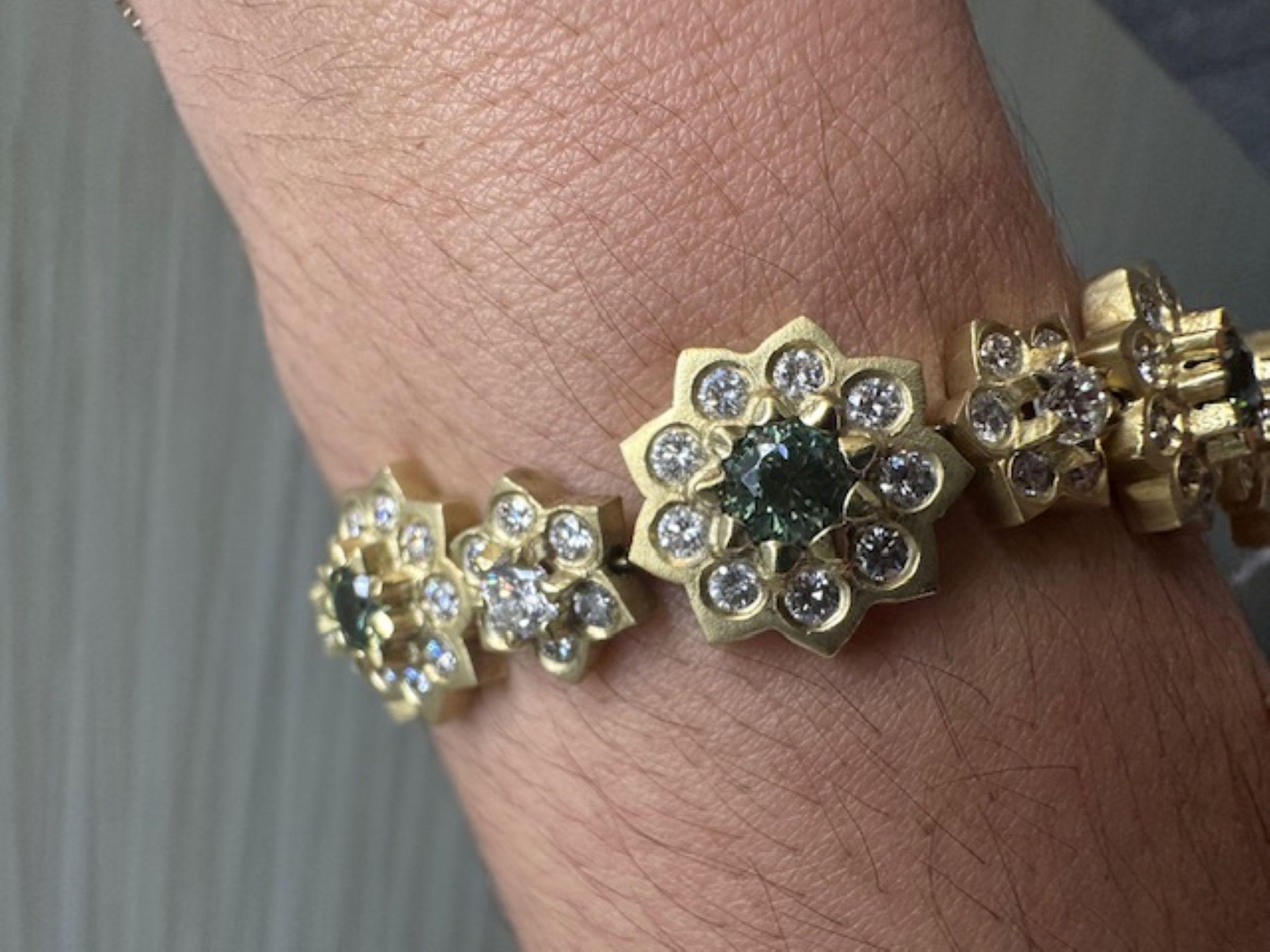 Women's or Men's Bloom in Brilliance 6.67ct green garnet and 4.72ct diamonds For Sale
