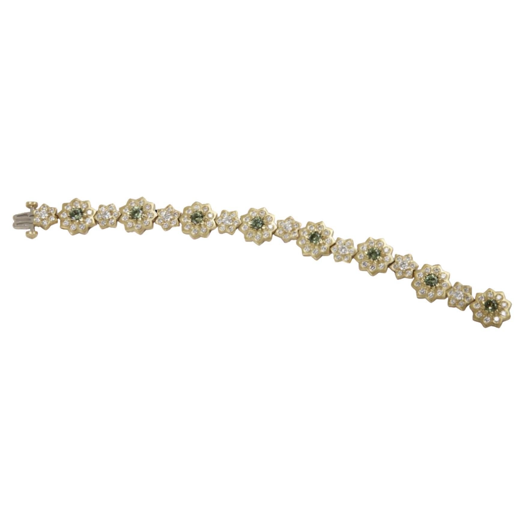 Bloom in Brilliance 6.67ct green garnet and 4.72ct diamonds For Sale