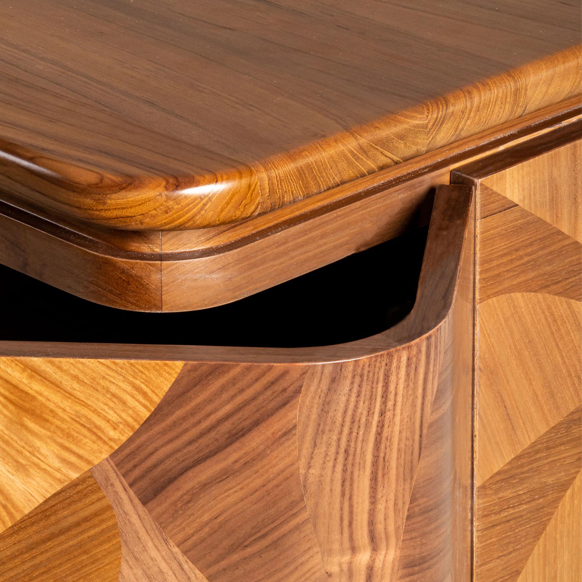 Indonesian Bloom Marquetry Bar Credenza For Sale