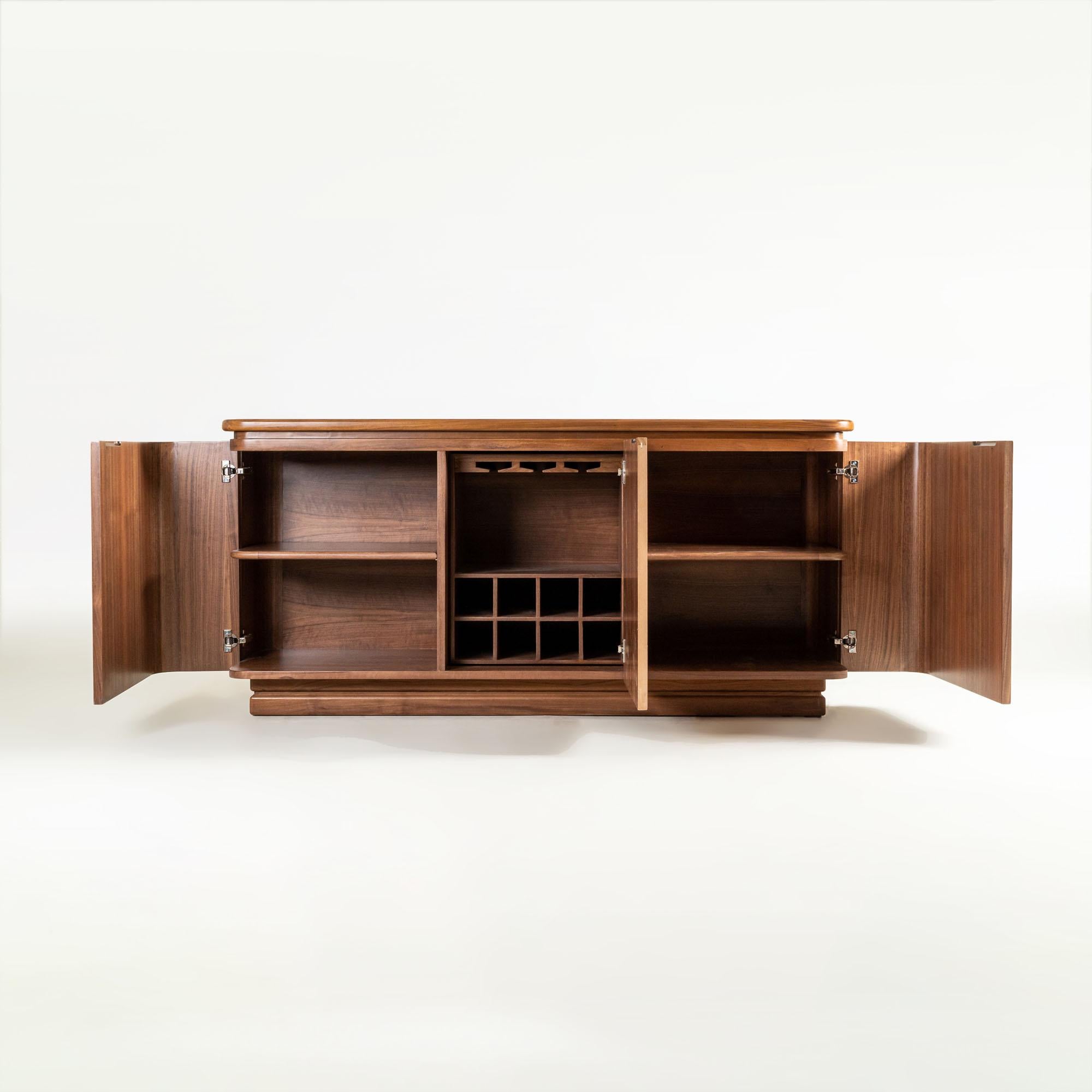 Bloom Marquetry Bar Credenza In New Condition For Sale In New York, US