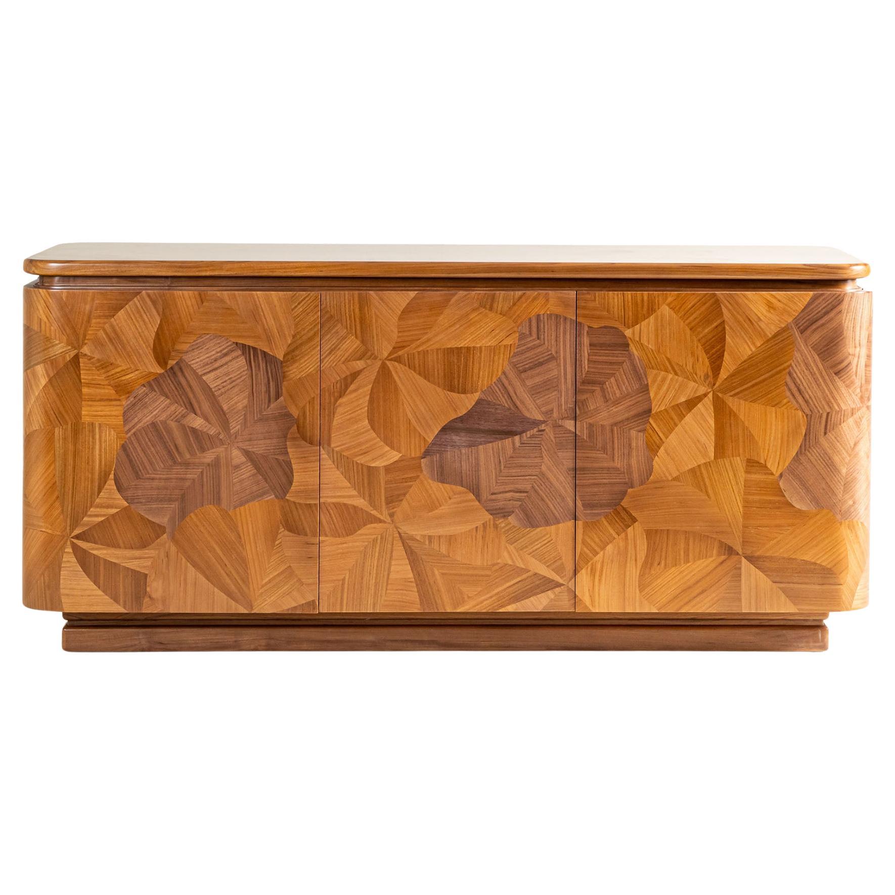 Bloom Marquetry Bar Credenza For Sale