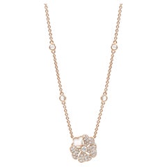 Bloom Pavé Diamond and Mother of Pearl Flower Necklace in 18k Rose Gold