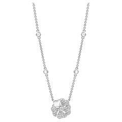 Bloom Pavé Diamond and Mother of Pearl Flower Necklace in 18k White Gold