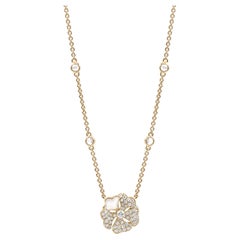 Bloom Pavé Diamond and Mother of Pearl Flower Necklace in 18k Yellow Gold