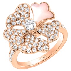 Bloom Pink Mother of Pearl and Pave Diamond Ring in 18k Rose Gold