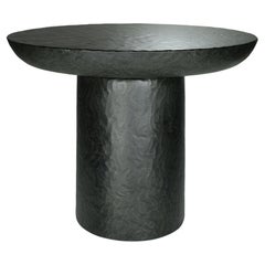 Bloom Sculpted side table in Black Cast Stone by Alentes Atelier