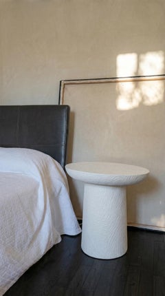 Bloom Oval Side Table by Alentes Atelier, White Cast Stone, Greece
