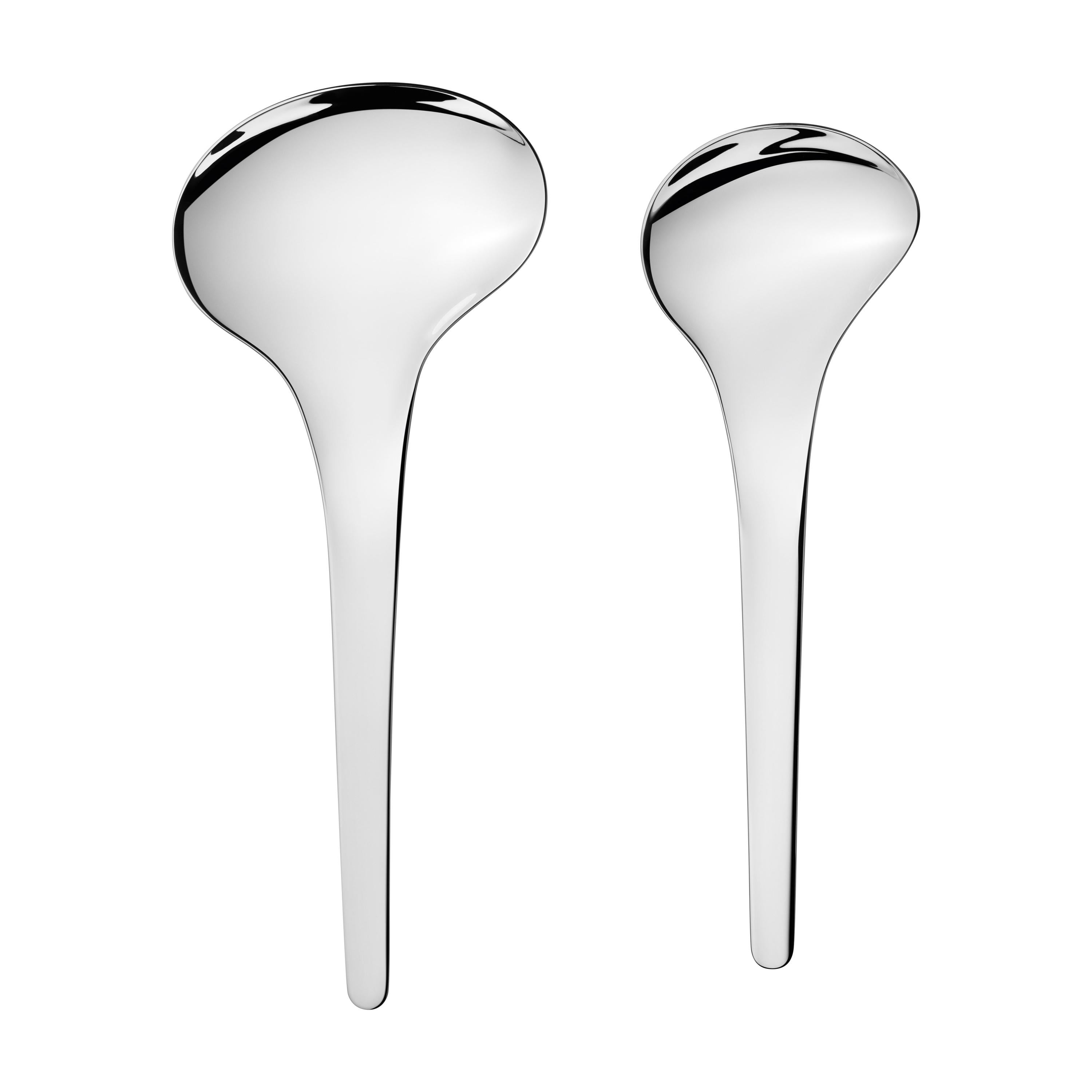 Bloom Serving Spoon 2-Piece Set in Stainless Steel Finish by Helle Damkjaer
