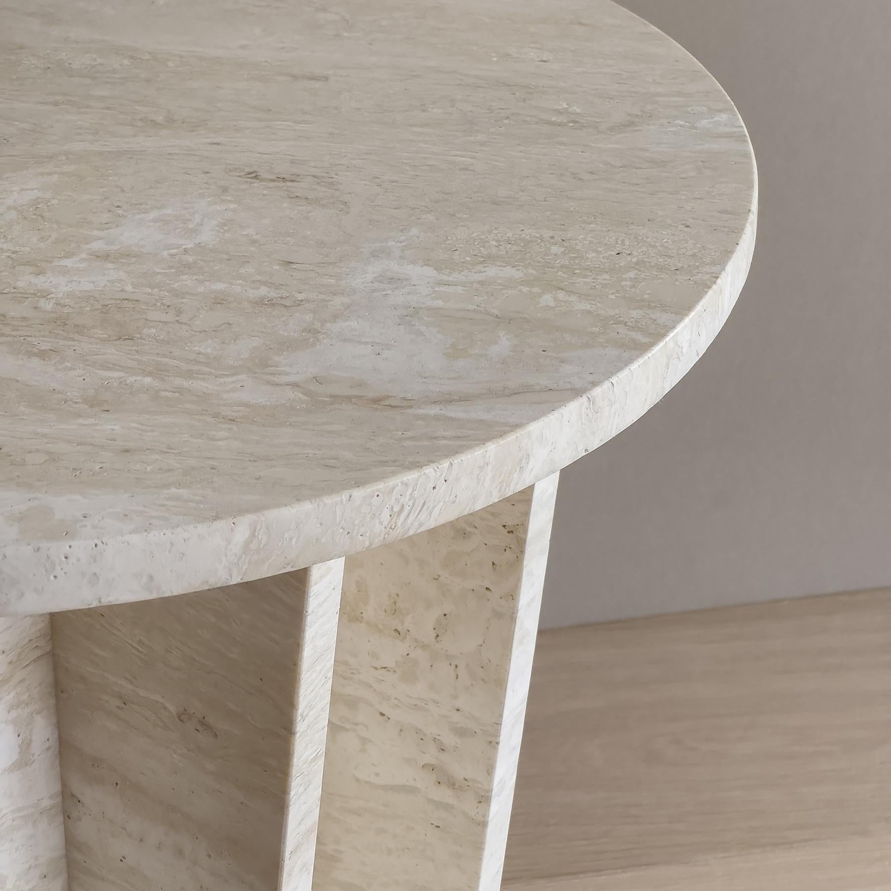 Singaporean BLOOM Side Table in Travertine Marble by Meble Matters For Sale