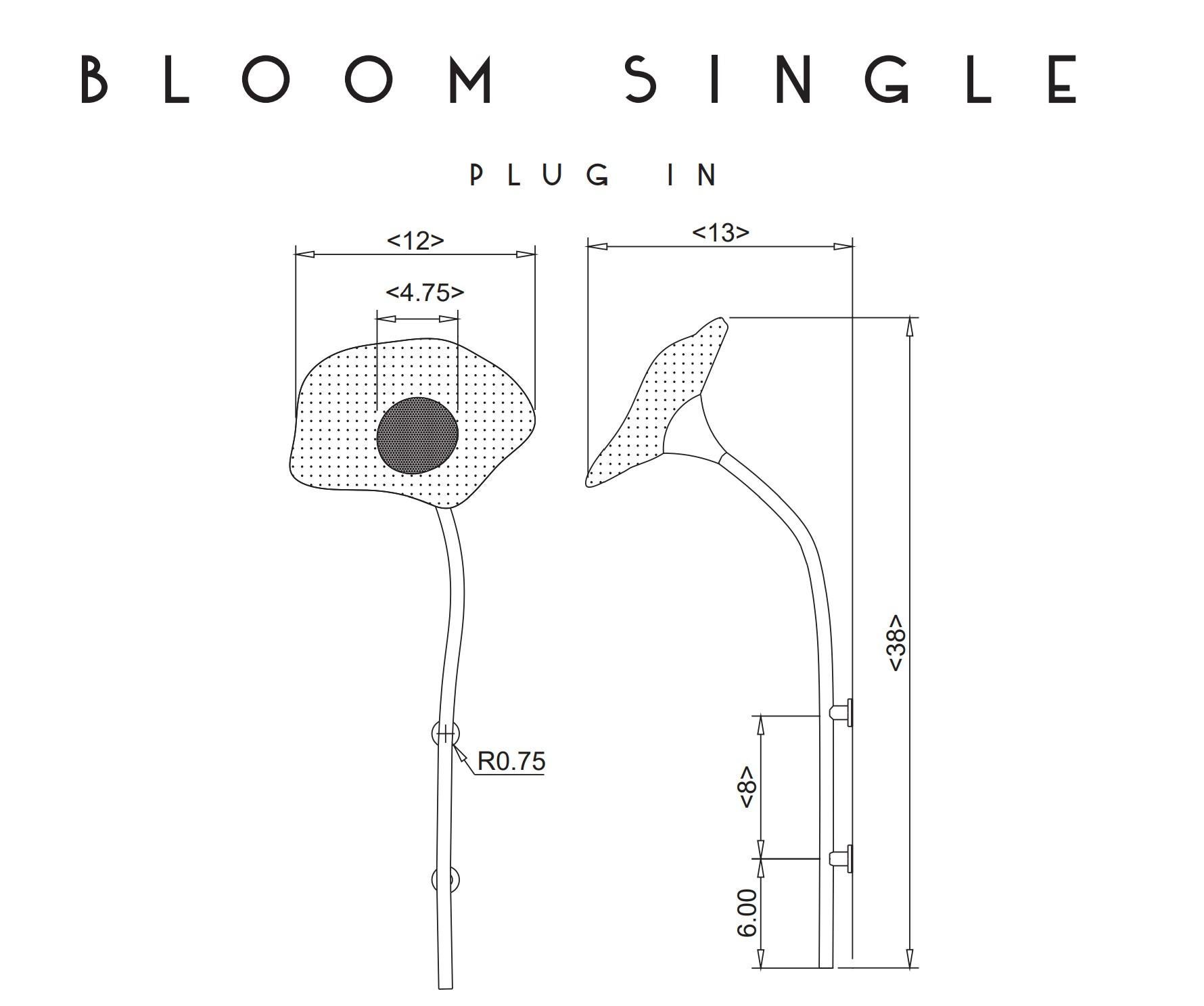 Bloom Single, Satin Brass, Handblown Glass, Plug in Sconce, Kalin Asenov For Sale 4