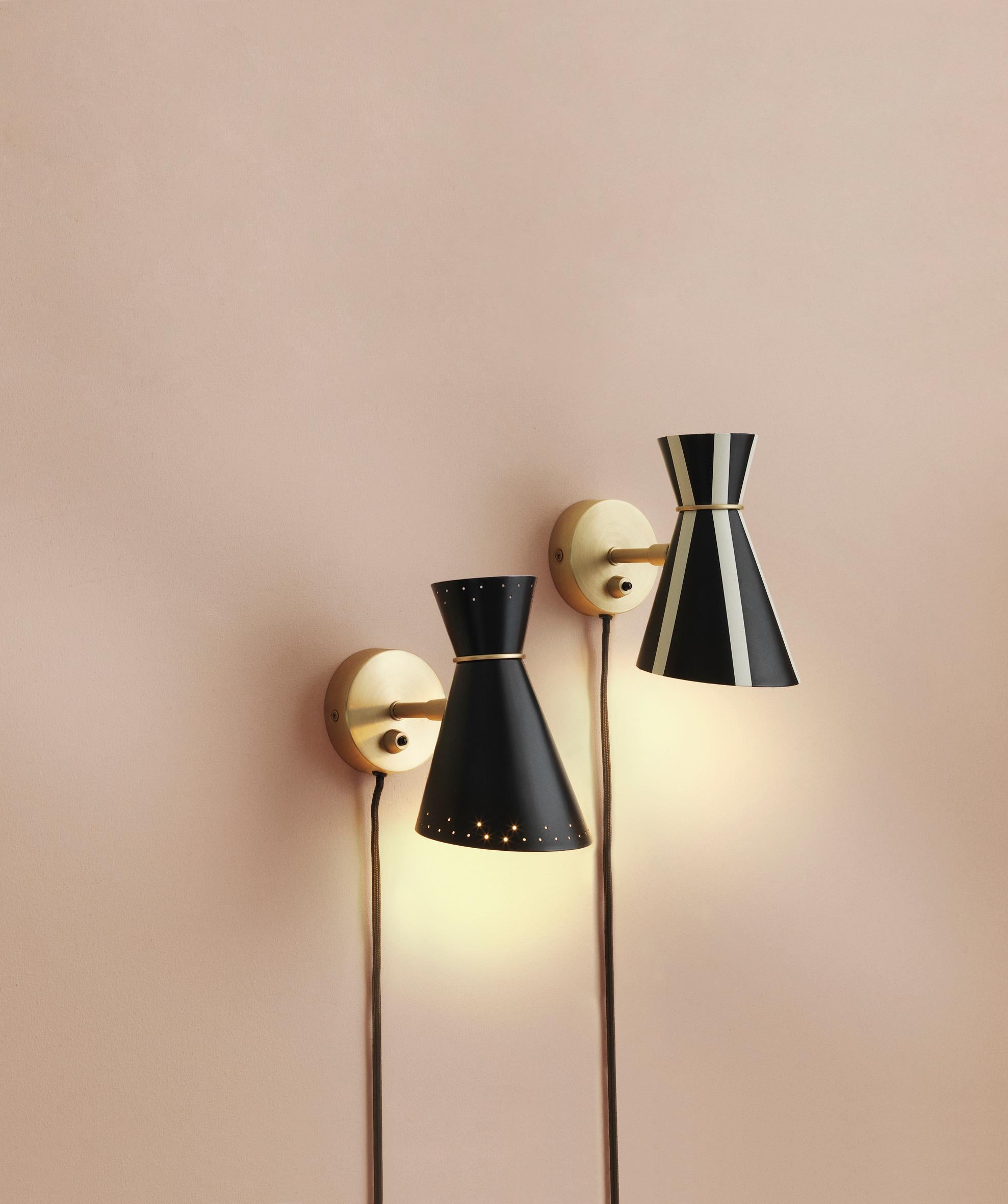 Scandinavian Modern Bloom Stripe Wall Lamp in Black Noir and Warm White by Svend Aage Holm-Sørensen For Sale