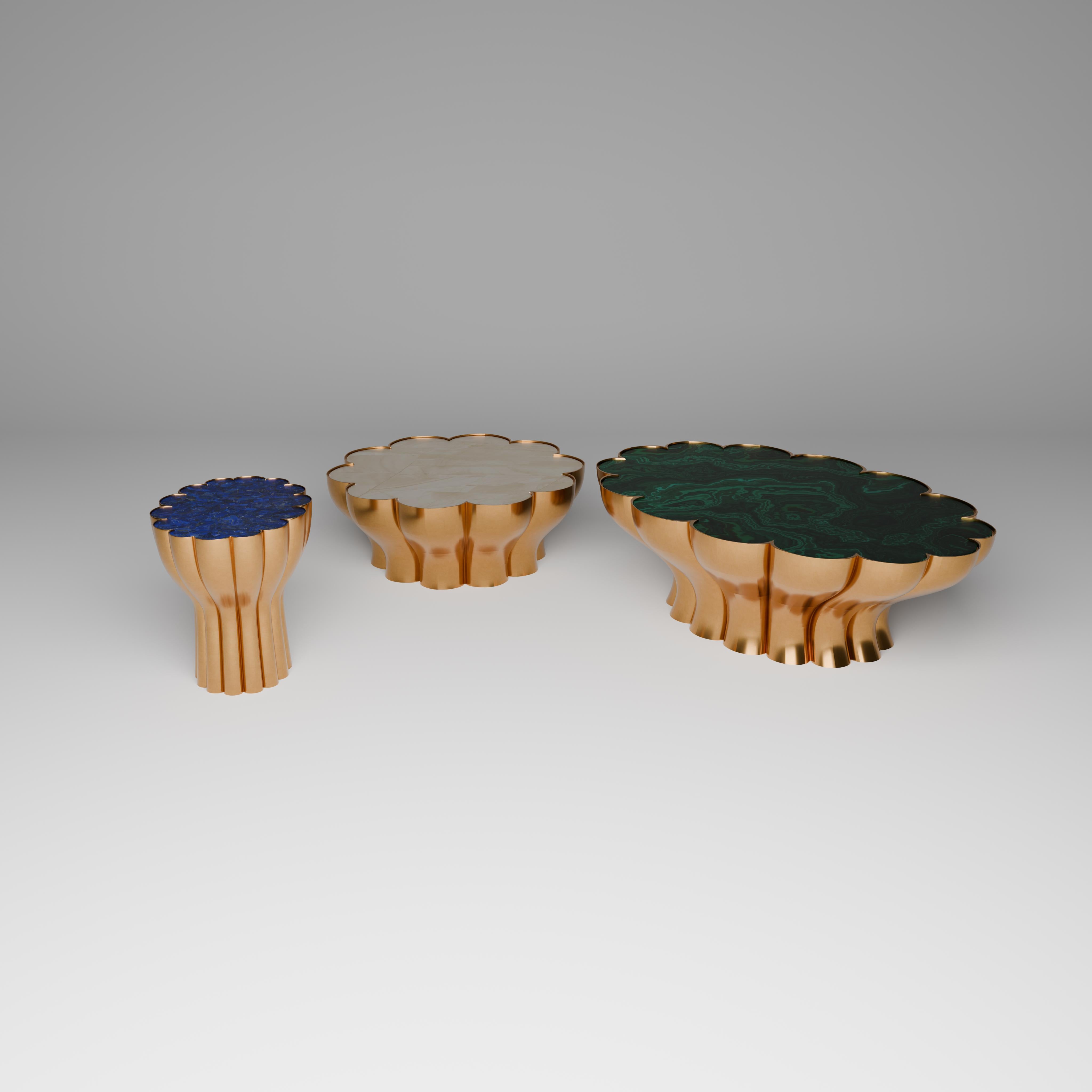 Cast Bloom Table Small with Lapiz Lazuli For Sale