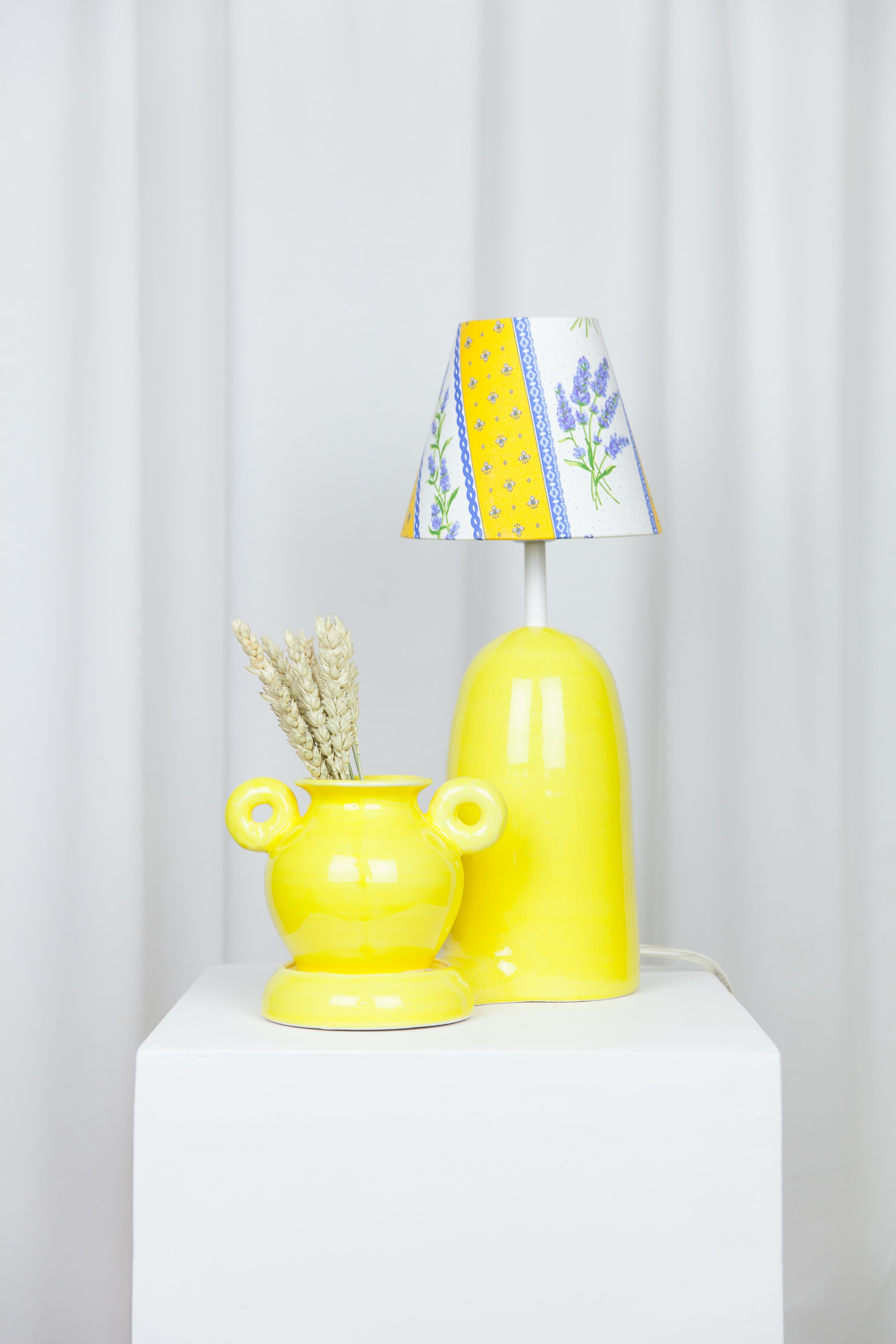 Post-Modern Bloom Yellow Lamp + Vase by Lola Mayeras