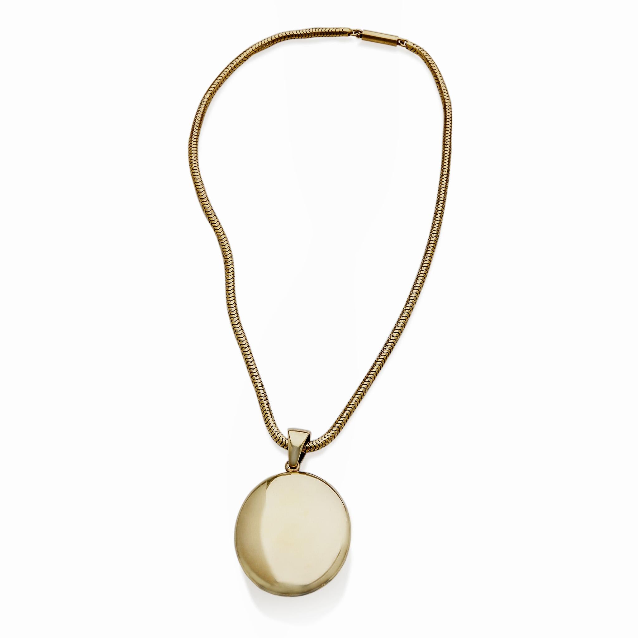 Women's or Men's Bloomed Gold, Pearl and Diamond Locket Necklace with Snake Chain
