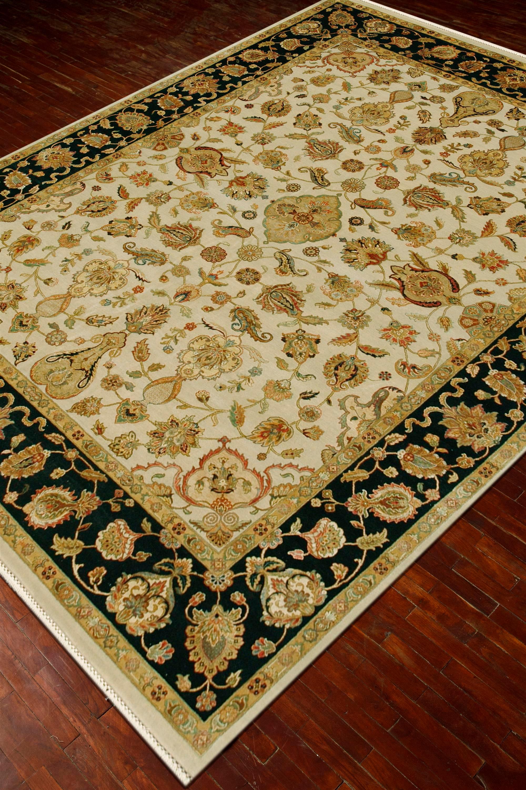 Alfombra anudada a mano Blooming Antiquity Medium Marfil y Ébano 180x270 cm Indio en venta