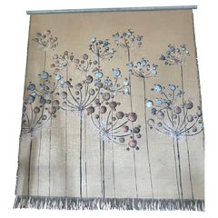 "Blooming Bubbles II", applique tessile contemporanea in iuta e foglia d
oro