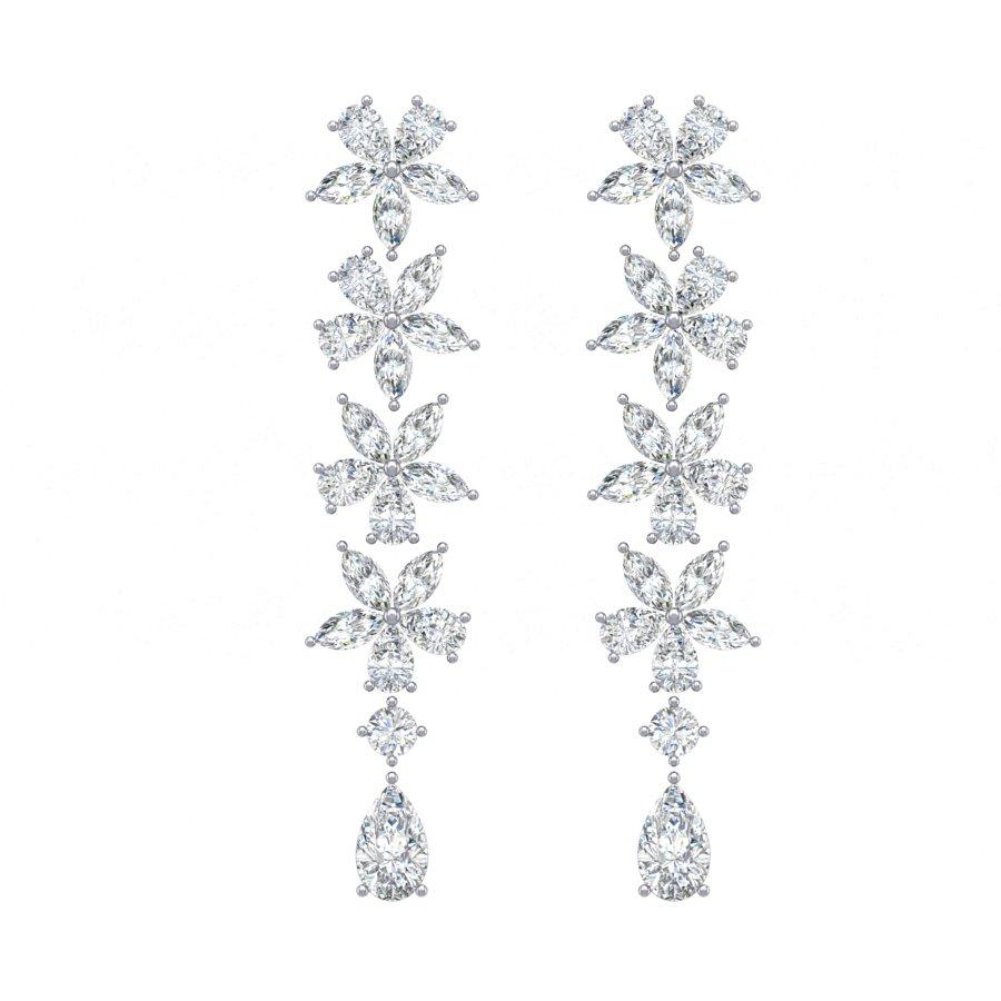The Flowers Petal Diamond 18K White Gold Drop Earrings captures the essence of delicate beauty, combining luxurious 18k white gold with the sparkle of natural diamonds. Each petal-like detail is carefully designed to bring elegance and grace to your