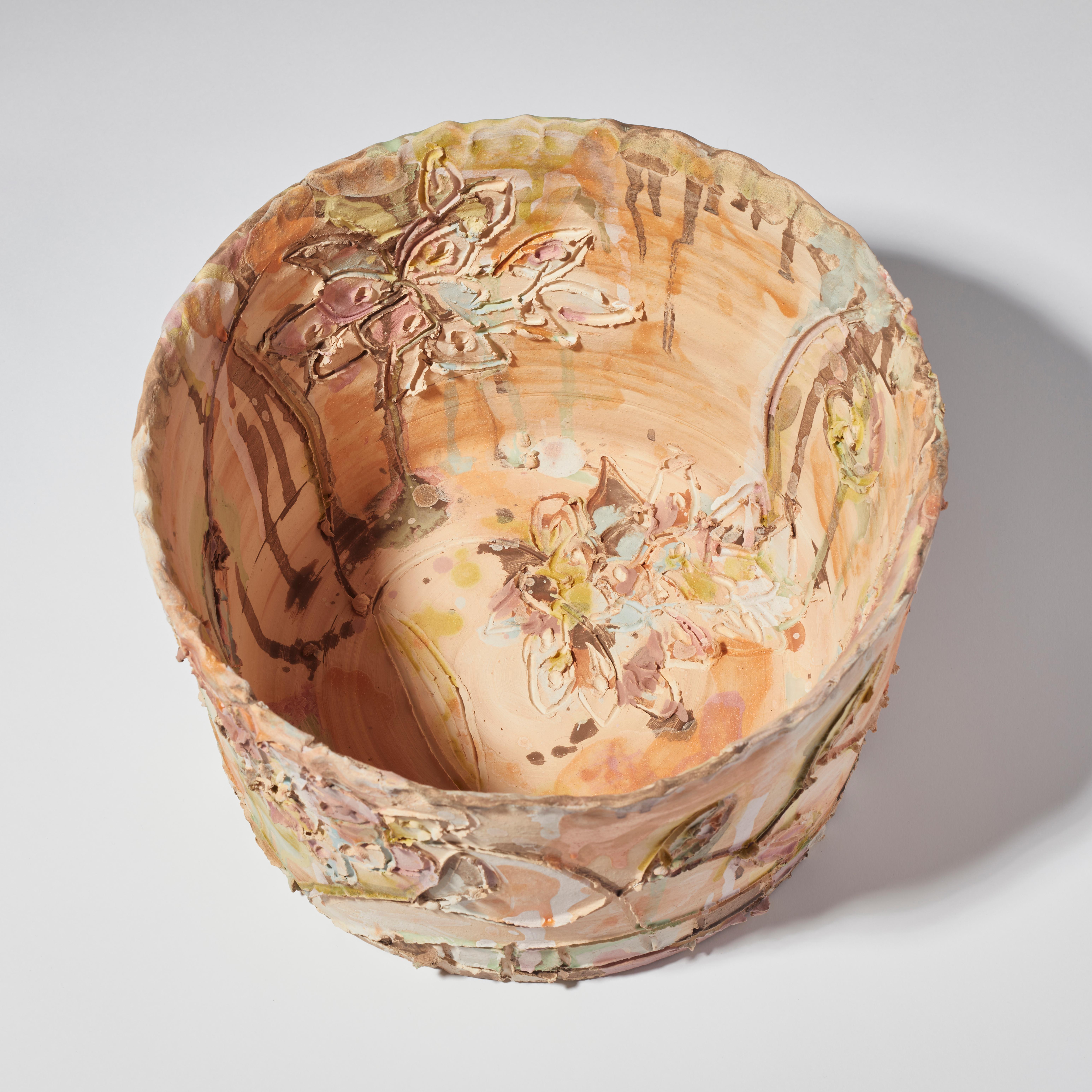 Blooming Fresco, a Ceramic Decorative Vase in Brown and Pink by Maarten Vrolijk In New Condition For Sale In London, GB
