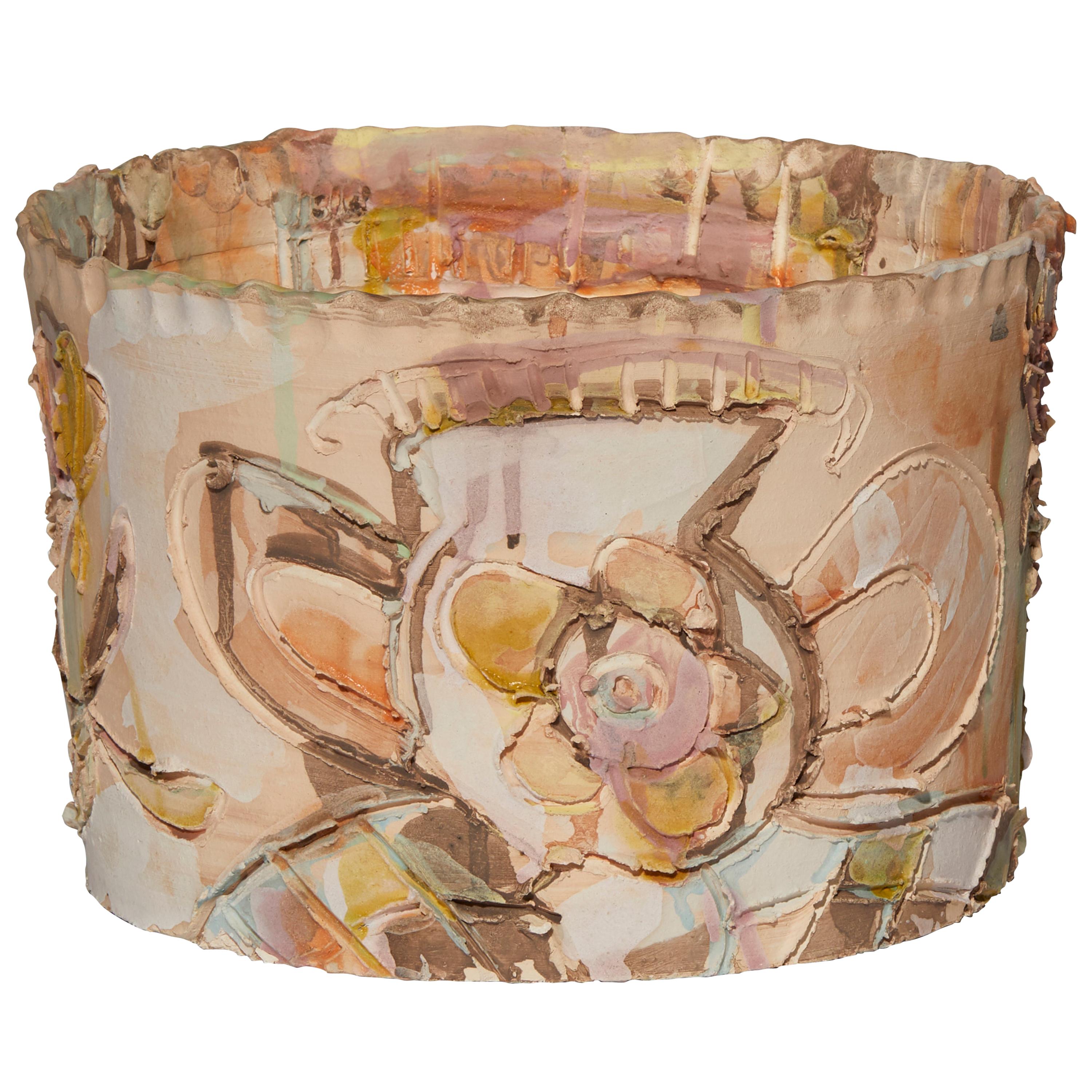 Blooming Fresco, a Ceramic Decorative Vase in Brown and Pink by Maarten Vrolijk For Sale