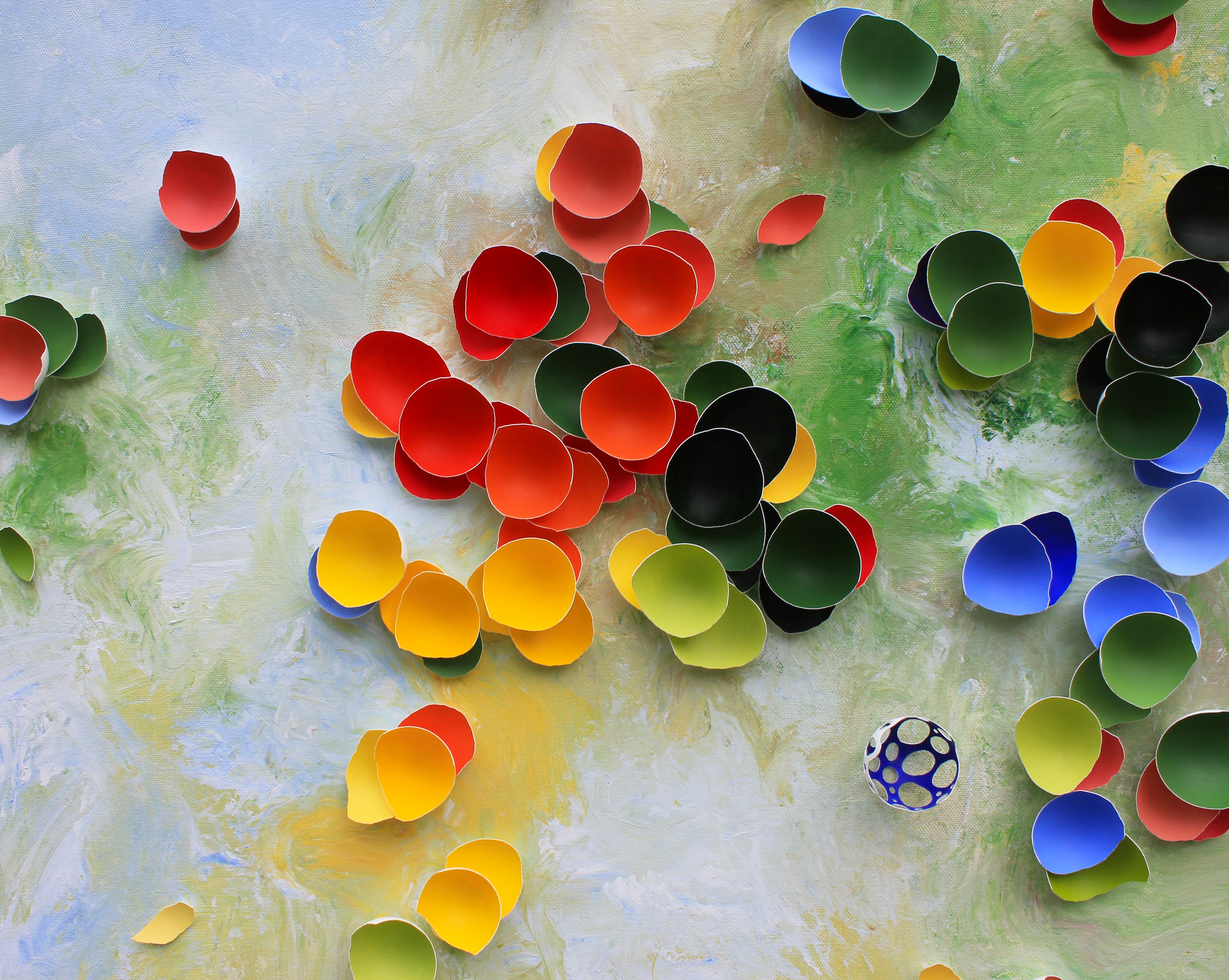 Contemporary Blooming Garden IV by Larisa Safaryan  Acrylic paint and eggshells on canvas