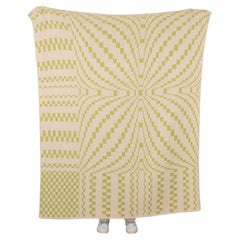 Blooming Leaf Knit Throw Blanket Textile in Chartreuse Green and Natural