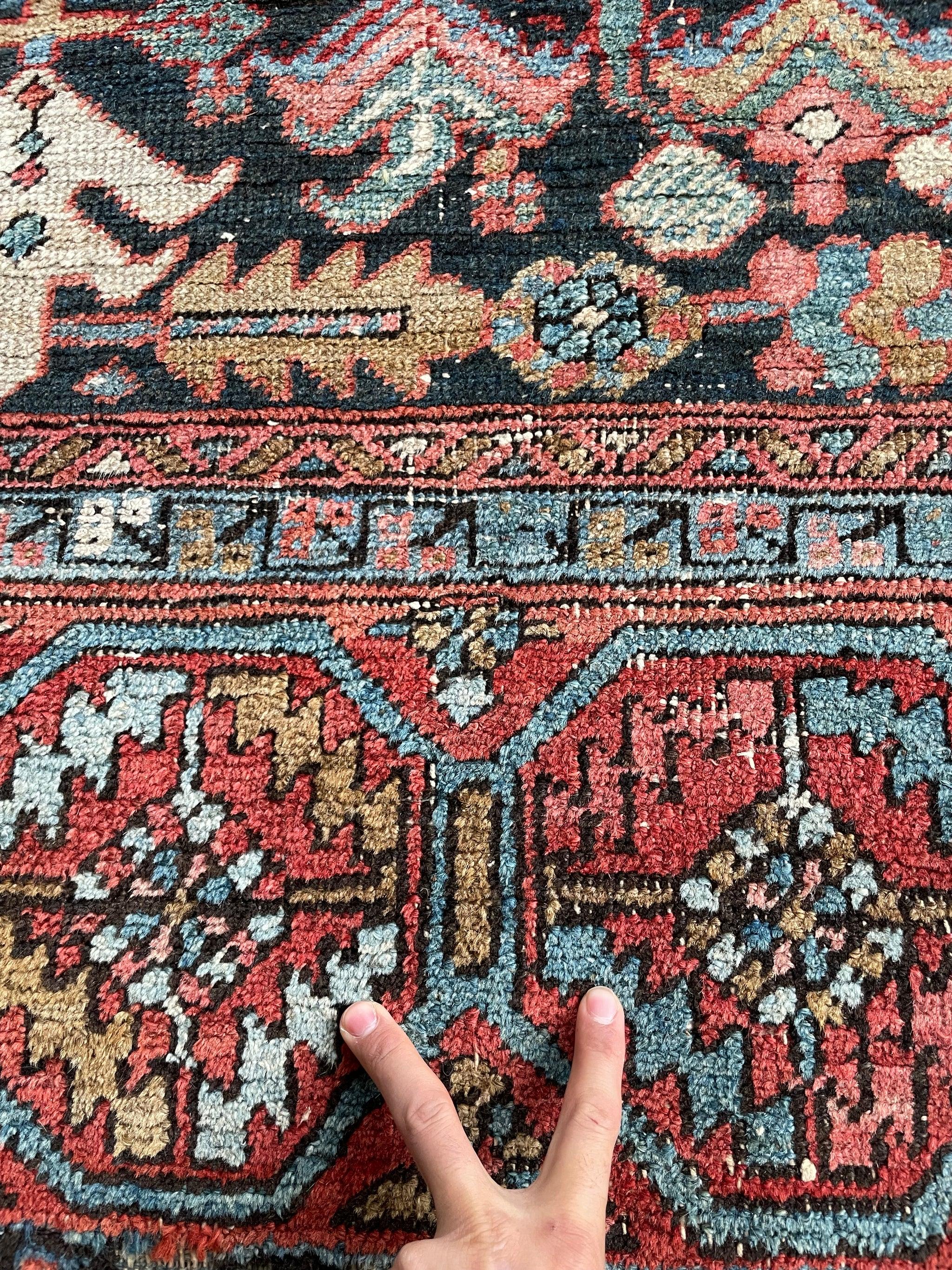 Blooming Midnight Jungle Antique Rug with Unbelievable Color Palette In Good Condition For Sale In Milwaukee, WI