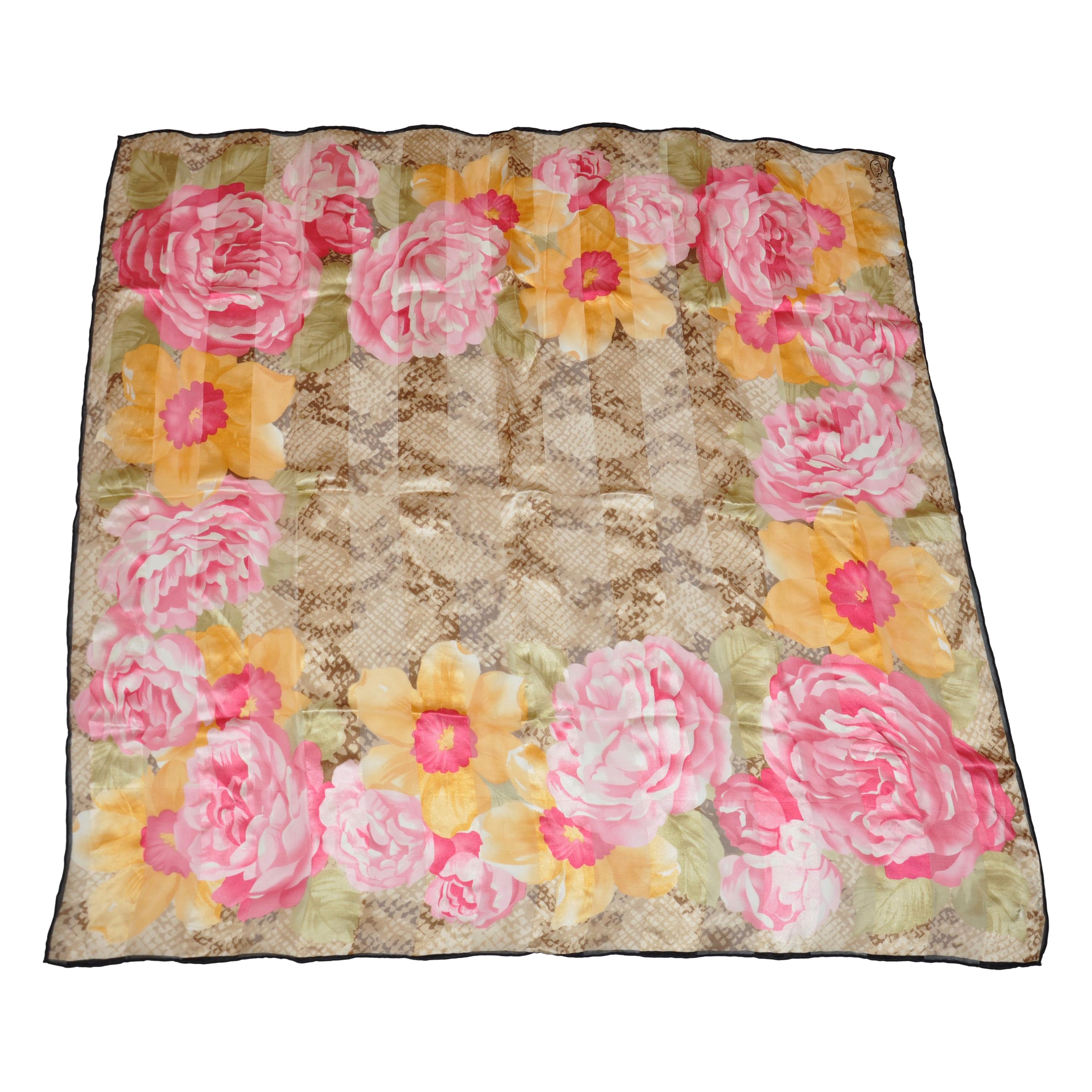 Blooming Roses With Snake Silk and Silk Chiffon Scarf