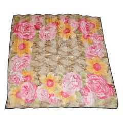 Vintage Blooming Roses With Snake Silk and Silk Chiffon Scarf