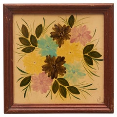 Blooms of Nostalgia: Vintage 1960 Ceramic Floral Artwork by Artist Diaz Costa