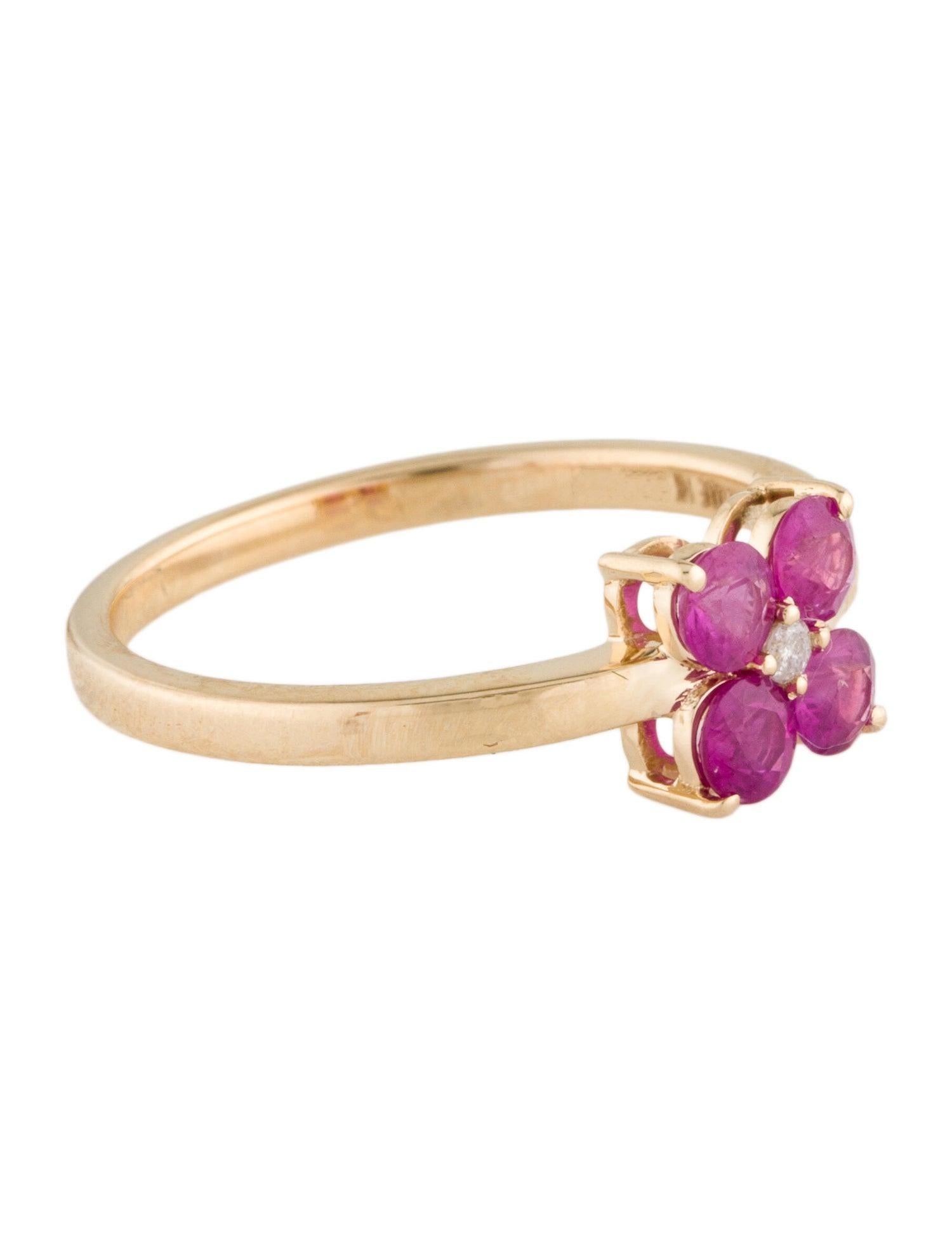 Indulge in the timeless allure of our Blooms of Passion collection with this exquisite Ruby and Diamond 14k Gold Ring by Jeweltique. Meticulously crafted with a dedication to quality that spans over 50 years, this piece is a testament to our brand's
