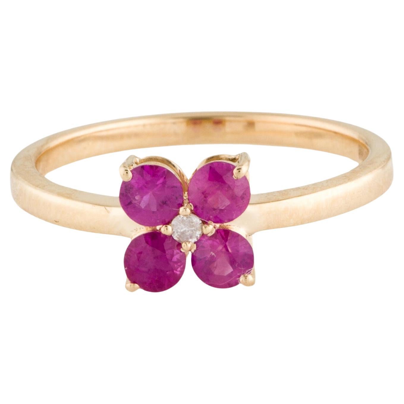 Luxurious 14K Ruby & Diamond Cocktail Ring Size 6.75 - Elegant Statement Jewelry