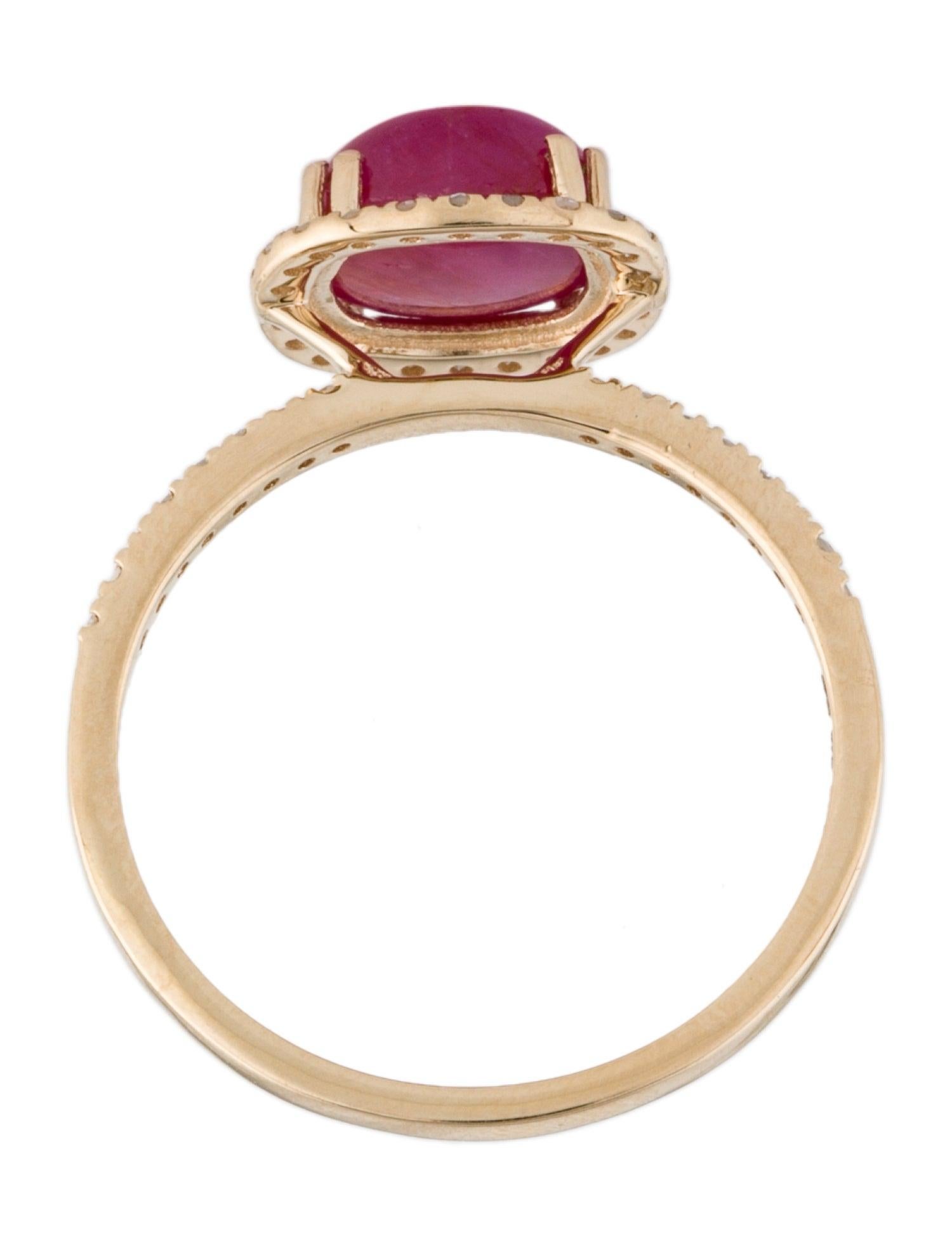 Elegant 14K Ruby & Diamond Cocktail Ring - Size 8 - Luxurious Gemstone Jewelry In New Condition For Sale In Holtsville, NY