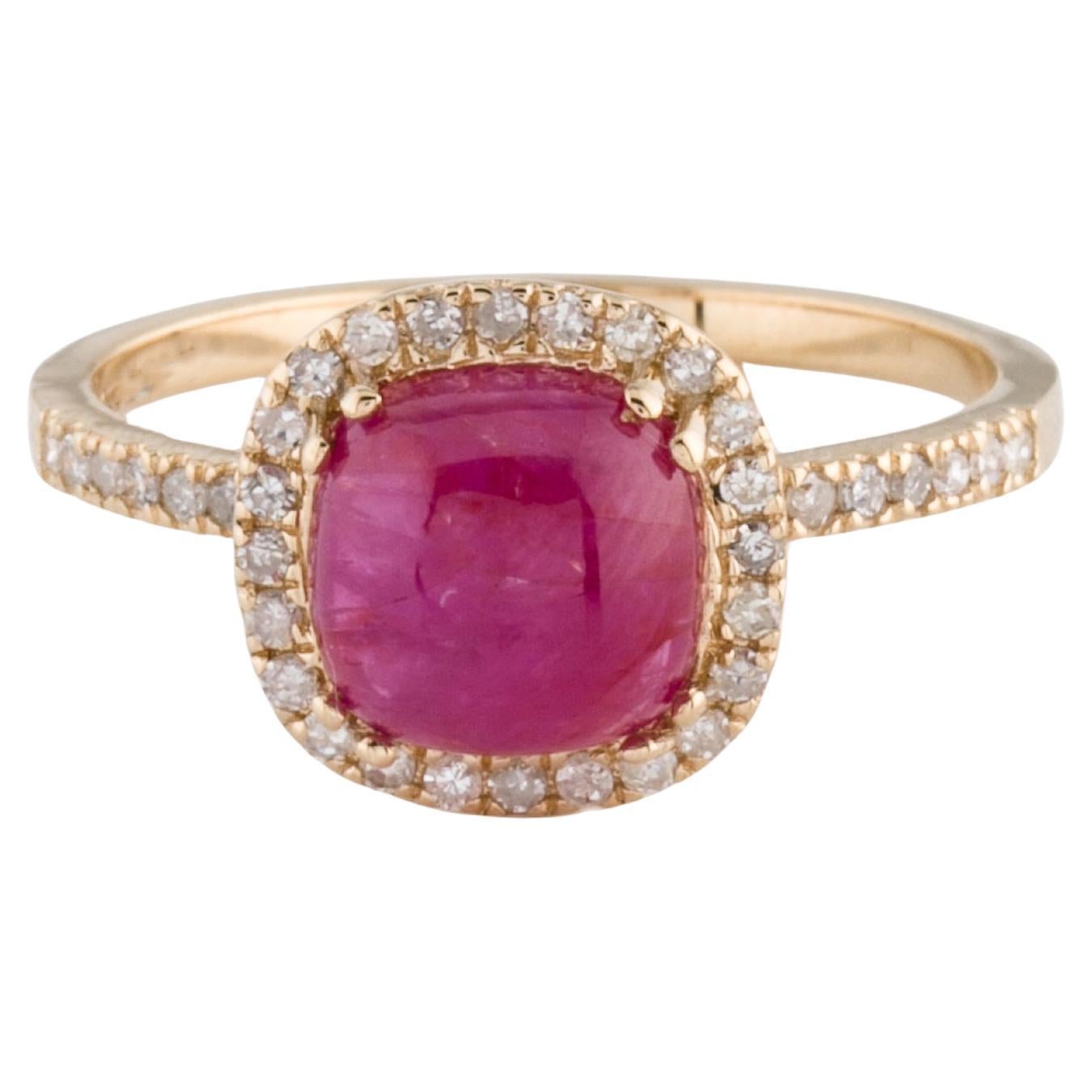 Elegant 14K Ruby & Diamond Cocktail Ring - Size 8 - Luxurious Gemstone Jewelry For Sale