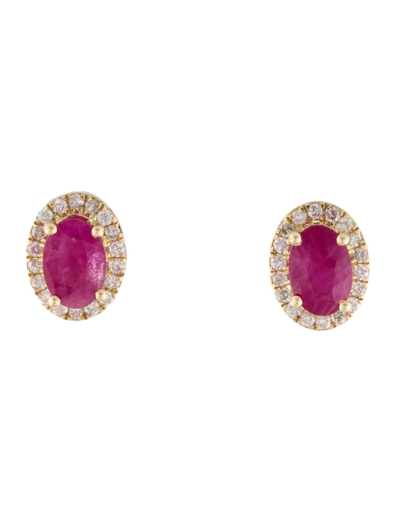 Stunning 14K 1.52ctw Ruby & Diamond Studs - Elegant Gemstone Earrings In New Condition For Sale In Holtsville, NY