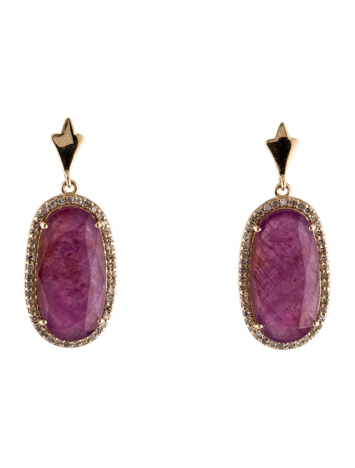 14K Ruby & Diamond Drop Earrings - 10.14ctw, Elegant & Timeless Gemstone Jewelry In New Condition For Sale In Holtsville, NY