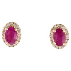 Used Stunning 14K 1.52ctw Ruby & Diamond Studs - Elegant Gemstone Earrings