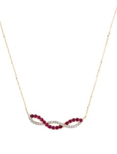 Luxury 14K Ruby & Diamond Pendant Necklace - Elegant Gemstone, Statement Jewelry