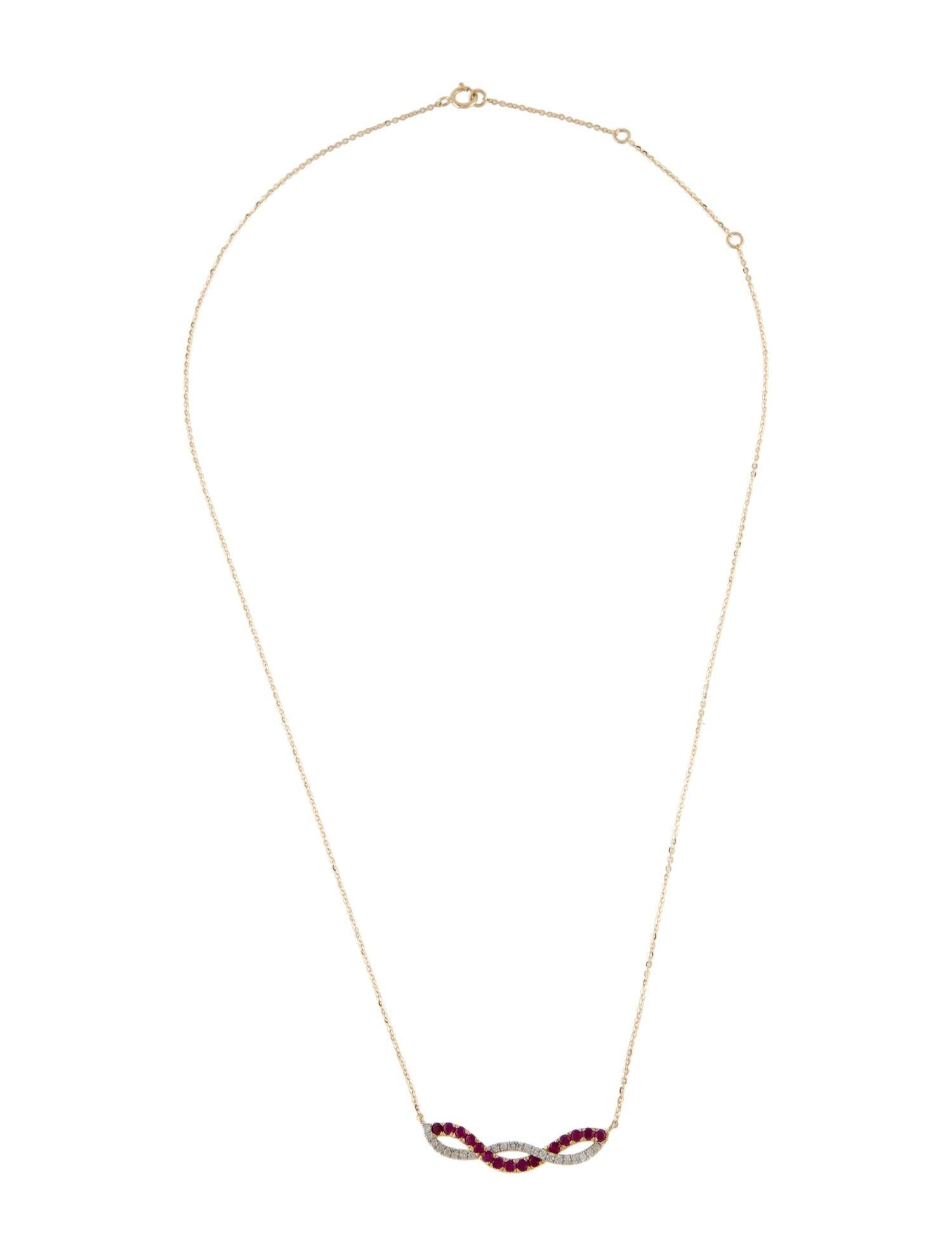 Brilliant Cut Luxury 14K Ruby & Diamond Pendant Necklace - Elegant Gemstone, Statement Jewelry For Sale