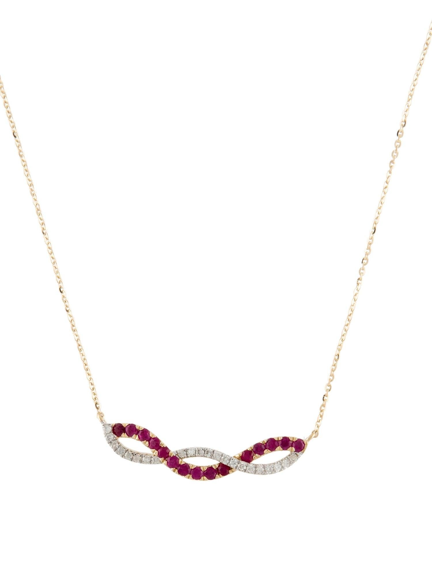 Luxury 14K Ruby & Diamond Pendant Necklace - Elegant Gemstone, Statement Jewelry In New Condition For Sale In Holtsville, NY